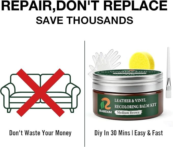 Medium Brown Leather Repair Kit, Leather Recoloring Balm – Restore & Repair - Image 3