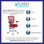 Flash Furniture Nicholas Mid-Back Red Mesh Multifunction Executive Swivel - Image 4