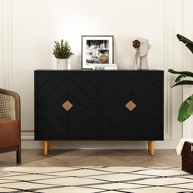 HLR 48" Accent Cabinet with 4 Doors and Shelves, Modern Sideboard Buffet - Image 3