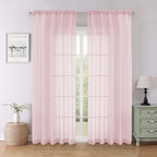 Blush Pink Sheer Curtains 84 Inches Long 2 Pcs, Rod Pockets Breathable Rustic by Lecloud