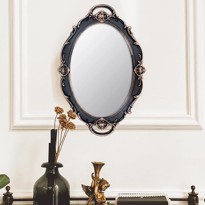 Eaoundm 14.5 x 10 inchs Oval Antique Decorative Wall Mirror Vintage Hanging - Image 2