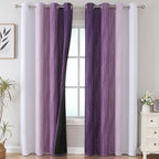 Purple and Greyish White Ombre Blackout Curtains - Image 2