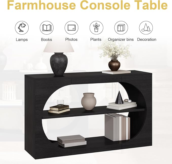 55-Inch Entryway Table with Storage, 3-Tier Console Tables, Behind Couch Table - Image 8