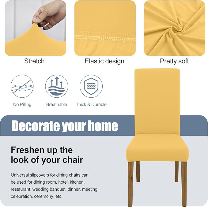 BIETYONE Stretch Dining Chair Covers Set of 6, Soft Removable Washable Kitchen - Image 3