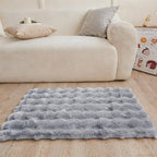 Blue Grey Rabbit Plush Rug 2'x3', Fluffy Shaggy Area Rug - Image 2