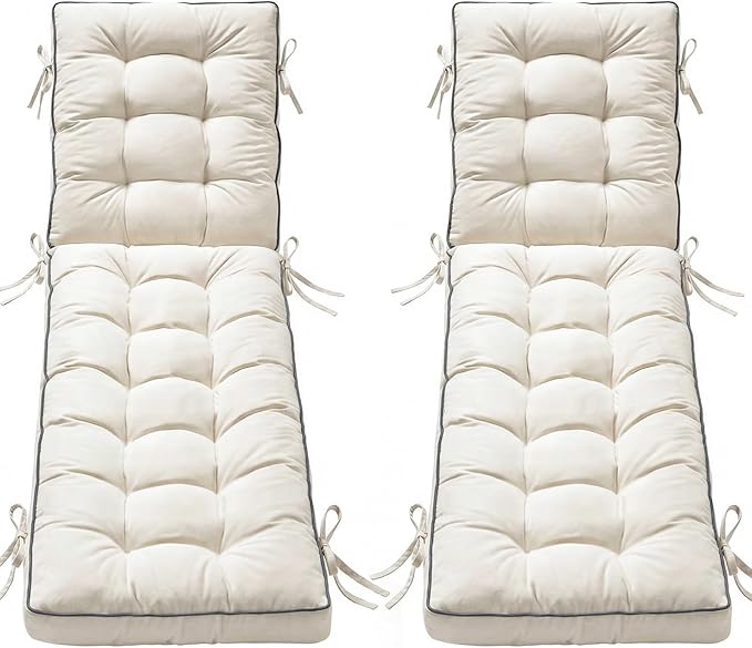 2 Pack 72x21 Inch Folding Chaise Lounge Cushion Quick Dry by AMCATON
