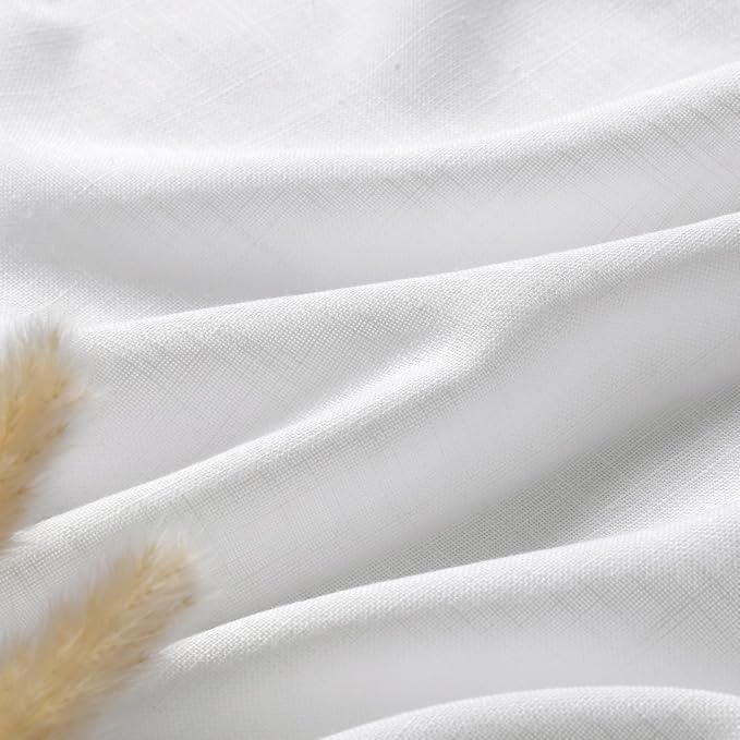 White Linen Curtains for Living Room Extra Long Back Tab Curtains 125 Inches - Image 6