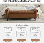 SOFTHION 58.1" Storage Bench Upholstered PU Leather End of Bedroom Bed Bench - Image 6