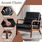 Mid Century Modern Accent Chairs Set of 2 Living Room- Comfy Wood Arm Chair - Image 7