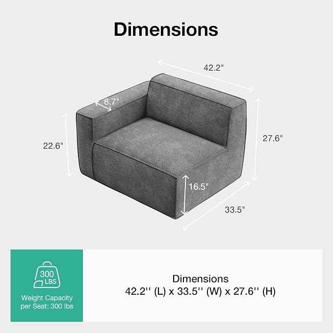 Novilla Modular Sectional Sofa, No Assembly Cloud Sectional Couch - Image 2