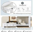 LKTART White Console Table, Solid Wood Sofa Table - Image 5