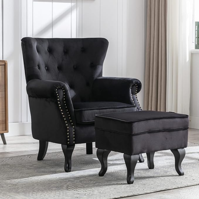 Mid Century Modern Accent Chair Upholstered Armchair Comfy Velvet Tufted by Janoray