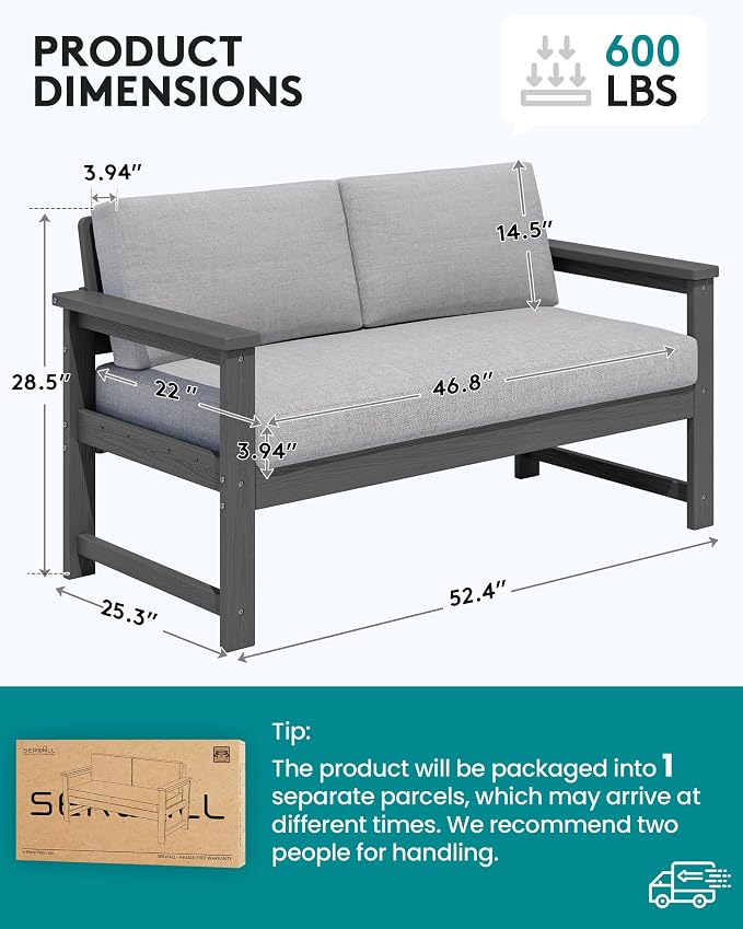 SERWALL HDPE Outdoor Loveseat Couch - Image 5
