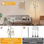 Dimmable Floor Lamp, 3 x 800LM LED Edison Bulbs Included, Farmhouse Industrial - Image 4