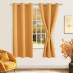 Blackout Curtains for Bedroom, 42 x 63 Inches Length Pumpkin Orange | Thermal - Image 2