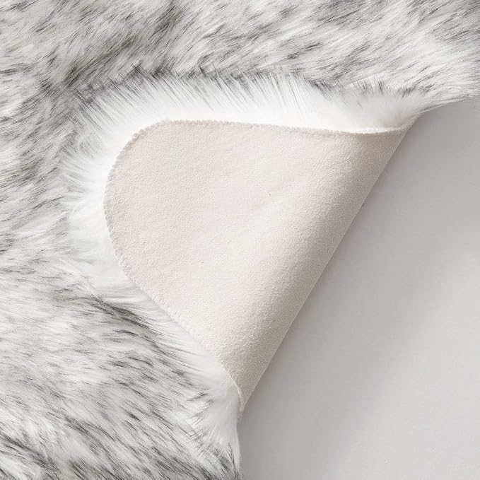 MIULEE Fluffy Area Rug 2x6 ft Faux Fur Sheepskin Rug Gradient Grey | Luxury - Image 5
