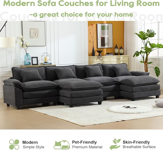 Oprisen 154" Modular Sectional Sofa, Comfy Cloud Couch Sectional Sofa - Image 7
