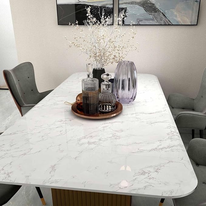 practicalWs Marble Wallpaper Granite White and Gray Wall Paper Roll 35.4" x - Image 4