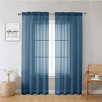 Dusty Blue Sheer Curtains 78 Inches Long 2 Panels, Light Filtering Breathable by Lecloud