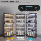 65" Tall Display Case with Glass Doors, Lighted Display Cabinet Bookcase with - Image 5