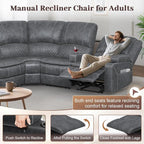 Yolsali Manual Reclining Sectional Sofa Set, 5 Seats Soft Dutch Velvet Recliner - Image 5