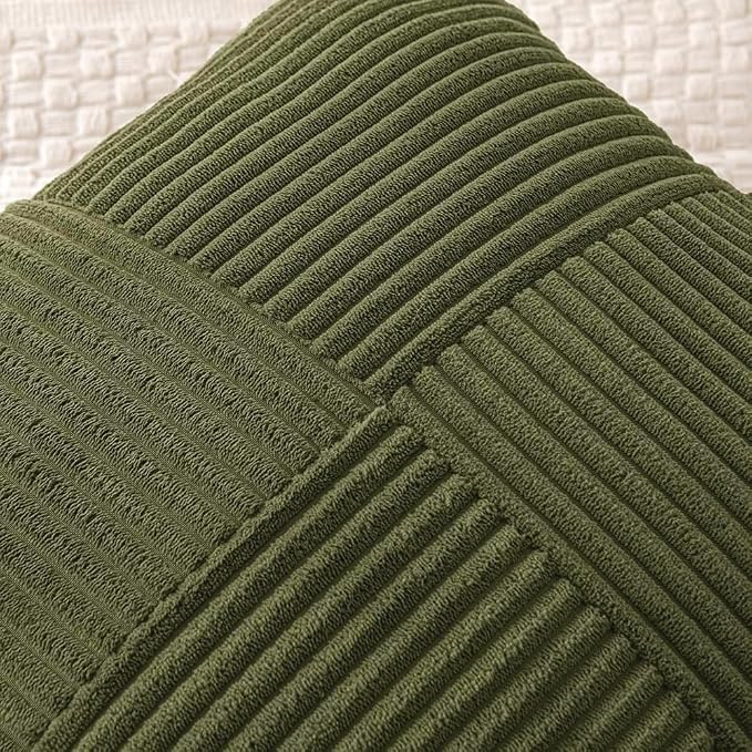 MIULEE Olive Green Decorative Euro Sham Pillow Covers 24x24 Inch - Image 2