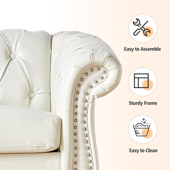 AVZEAR Leather Sofa 3 Seater Couch, Living Room Sofa Large Sofa Furniture Roll - Image 6