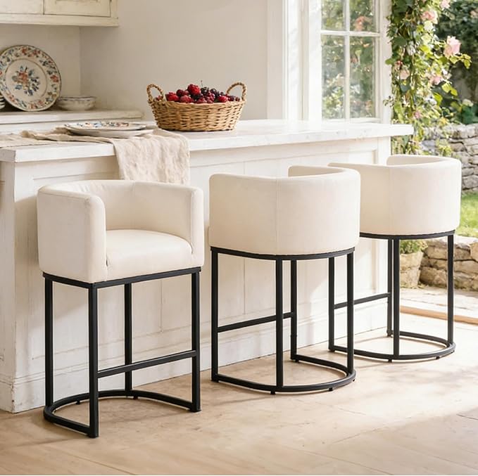 ClinQ 26" H Counter Height Bar Stools Set of 2, Modern Barrel Counter Stools - Image 8