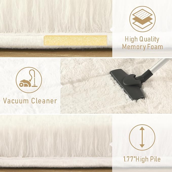 LOCHAS 2x4 Runner Rugs for Hallway, Fluffy Area Rugs for Bedroom, Cream | Ultra - Image 6