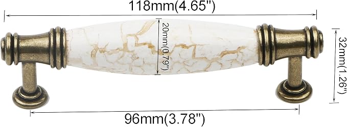 Set of 4 Marble Ceramic Handle Antique Cabinet Door Pull Modern Euro Style - Image 2