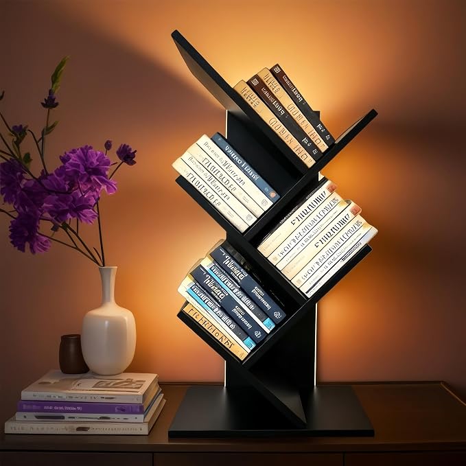 Godferyxin Bookshelf with Liting, Small Bookshelf LED and Desktop Book Shelf by Godferyxin