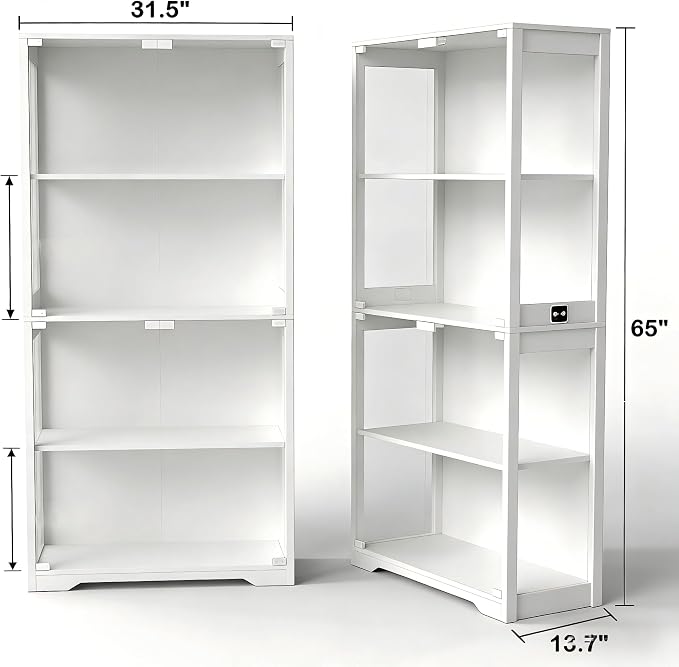 Display Cabinet with Glass Doors, Curio Cabinet with 3 LED Lights and Human - Image 2