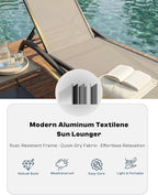 Set of 2 Patio Chaise Lounge Chairs, All-Weather Aluminum Pool Loungers - Image 5