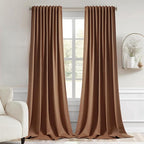 MIULEE Cappuccino Brown Back Tab Blackout Curtain 52"x102" Long 2 Panel Set | by MIULEE