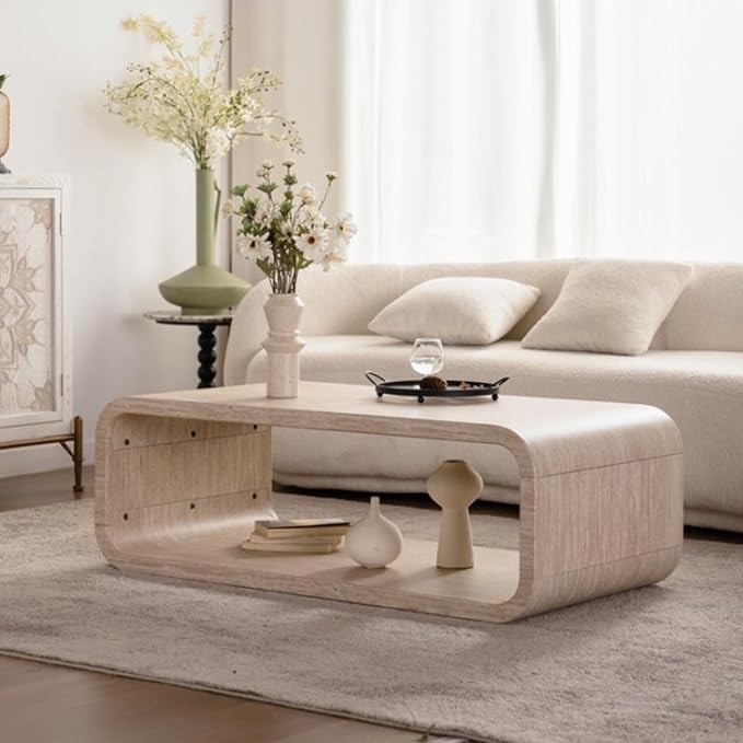 Modern Wood Coffee Table, Rectangular Minimalist Center Table - Image 3