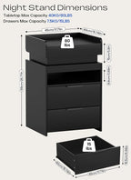 Turosur Nightstands Set of 2, LED Night Stand - Image 2