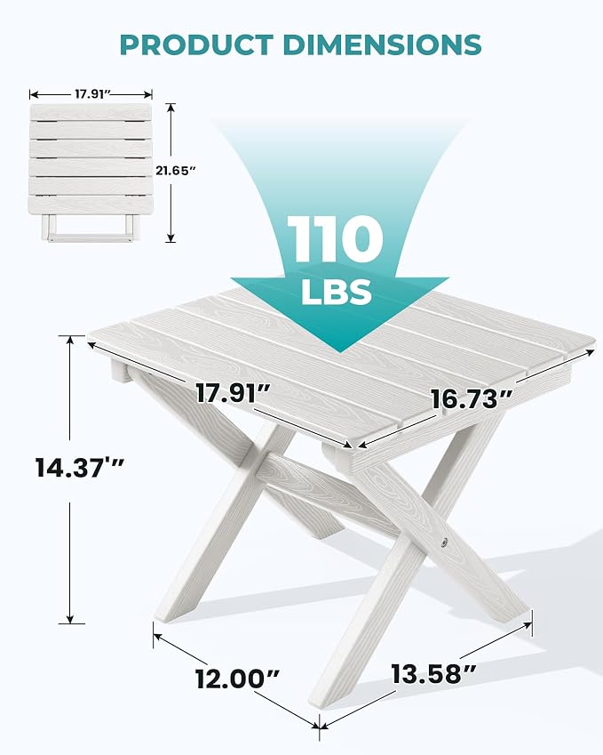SERWALL Folding Outdoor Side Table Set of 2, Portable Adirondack Side Table - Image 3