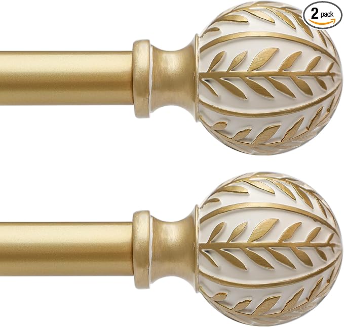 QDWIS 2 Pack Gold Curtain Rods for Windows 28 to 48 inch, Rustic Decorative by Unknown
