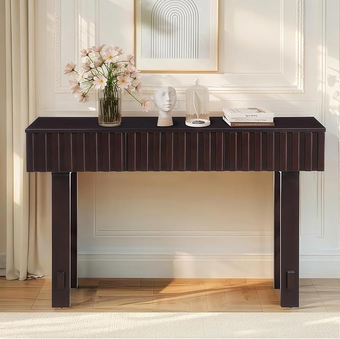52" Solid Wood Console Table for Entryway, Modern Sofa Table Behind Couch by HMFULE