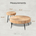 COZAYH 2-Piece Round Nesting Coffee Table Set, Natural Wood Top - Image 3