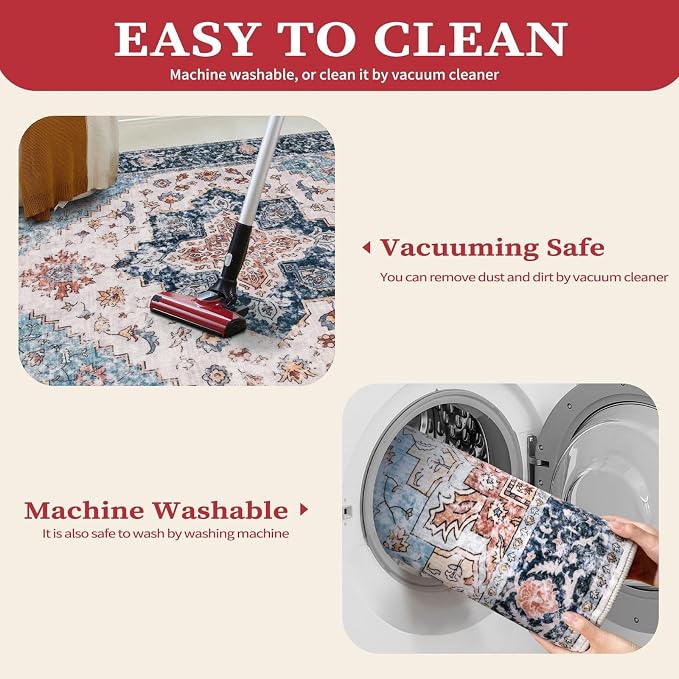 SERISSA 10x14 Washable Non Slip Boho Area Rug - Image 3
