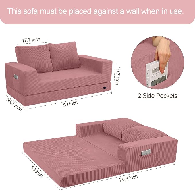 COMAX Convertible Sofa Bed Queen, Folding Fold Out Couch Bed, Floor Futon Couch - Image 3