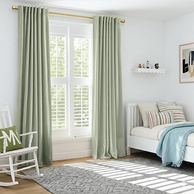 INOVADAY Sage Green Curtains 100% Blackout Curtains - Image 4