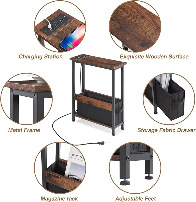 Slim Charging End Table with Storage - Image 8