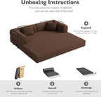 79in Convertible Sofa Bed, Corduroy Boneless Couch Bed, Futon Sleeper Sofa Pull - Image 5