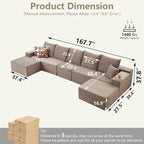 167.7" Sectional Cloud Couch for Living Room, Modular Floor Deep-Seat Sofa - Image 2