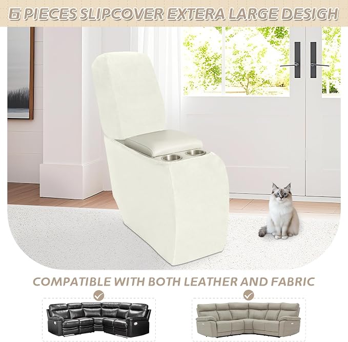 Arfntevss Sectional Recliner Couch Covers Velvet Corner Sectional Sofa Cover - Image 3