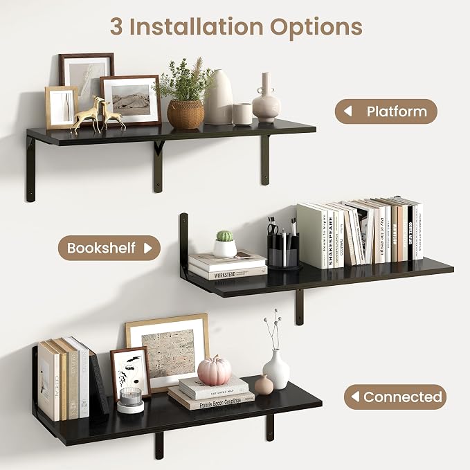 Fun Memories Floating Shelves for Wall, 12 Inch Deep Floating Shelves Set of 2 - Image 5