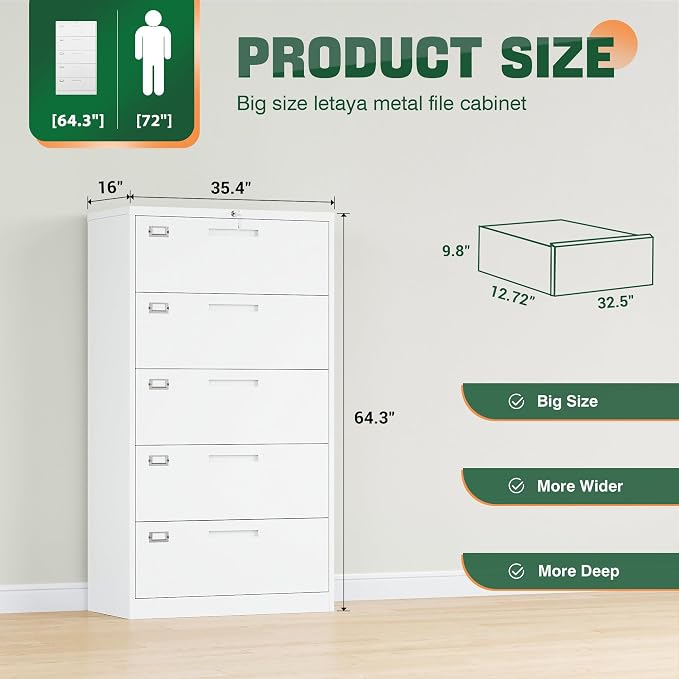 Letaya Lateral 5 Drawer File Cabinet - Image 3