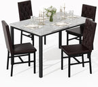 Hooseng Dining Table Set for 4, Faux Marble Small Kitchen Table Chairs Set of 4 by Hooseng